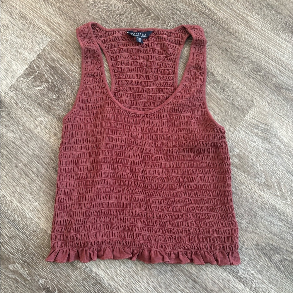 American Eagle AE smocked ruffle tank L